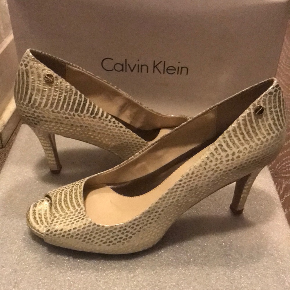 CK Unworn Gold Flaked Heels
